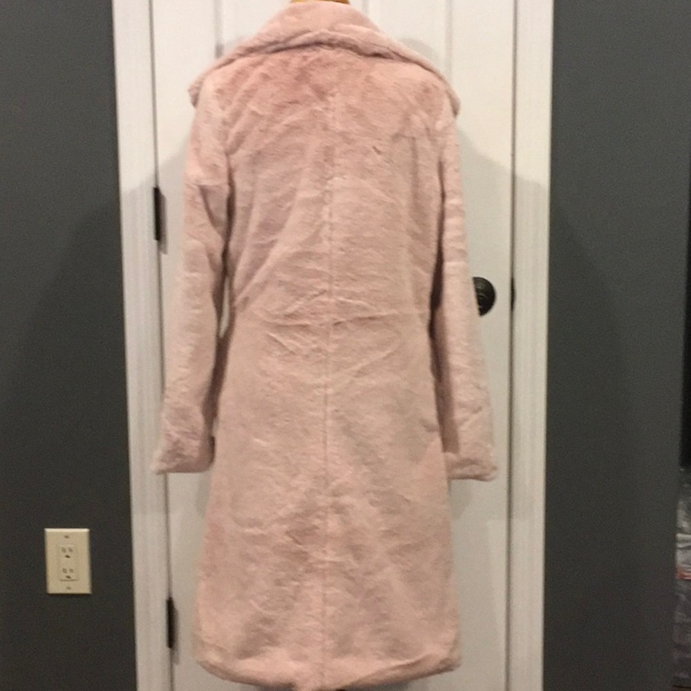 Blush Pink longline Faux Fur Coat. Only size 4!!! - Picture 4 of 8